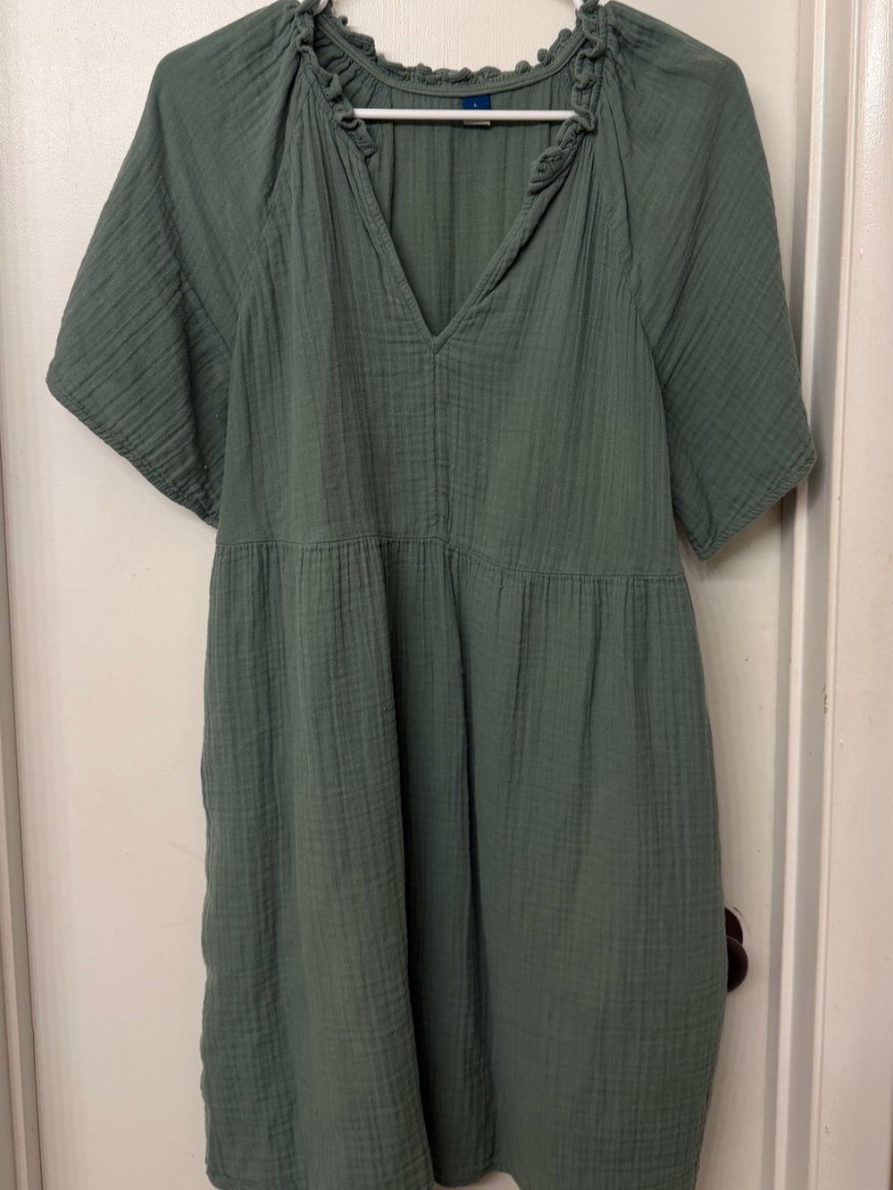 Old Navy Sage Green V-Neck Babydoll Dress